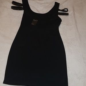 Black studded sleeves dress